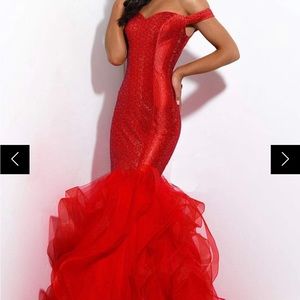 Jasz Couture Beaded off shoulder Trumpet Dress size 8